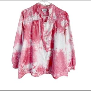 Up Cycled tie dye Vintage Lace Top Size Medium